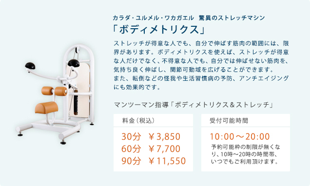 ボディメトリクス導入キャンペーン YAWARAニよるマンツーマン指導がキャンペーン価格¥2,625円！